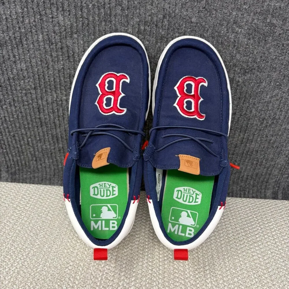 Hey Dude Wally Funk MLB Boston Red Sox Slip On Shoes Navy Blue White Mens 8 US